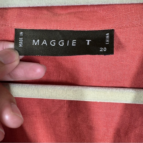 Maggie T Women's Rust Orange 100% Linen Lagenlook Tunic V-Neck Blouse Size 20 - Picture 12 of 12
